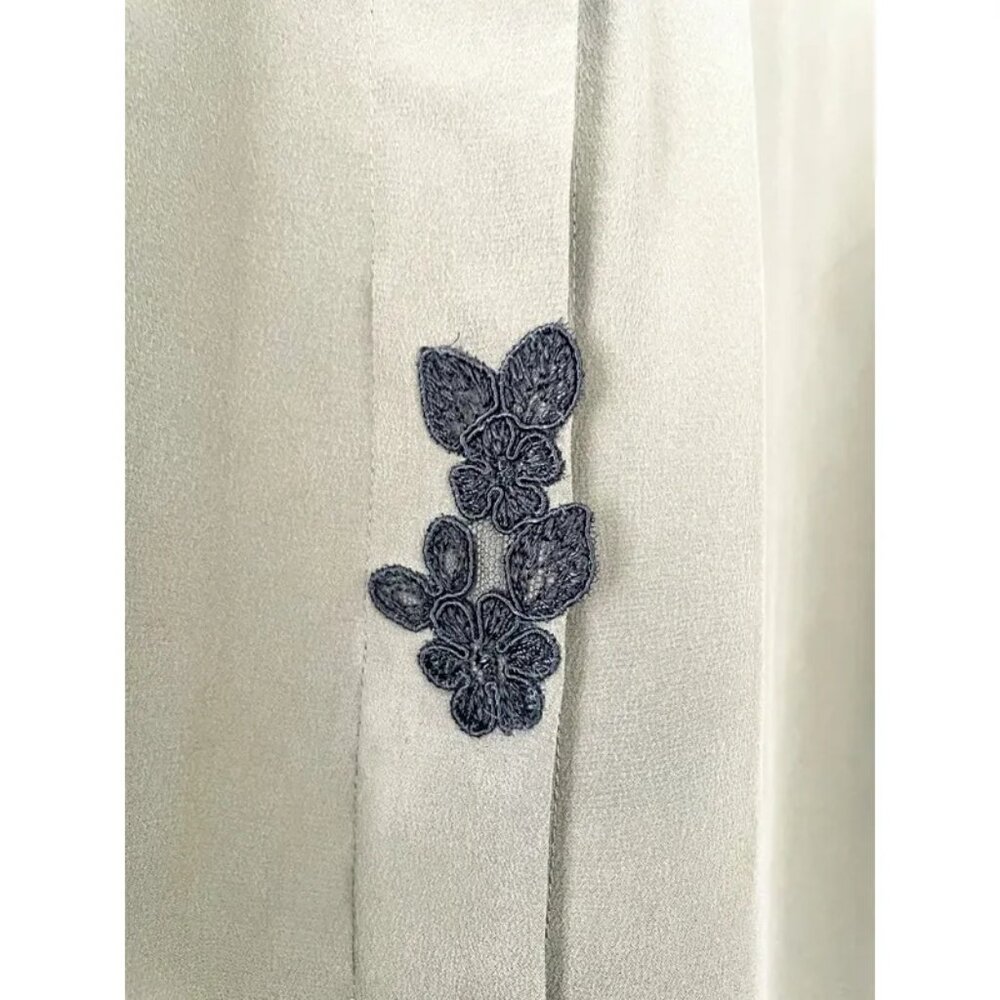 AllSaints Alex Silk Shirt Tunic Dress Olive Green Black Applique UK 10 US 6 - Picture 10 of 16